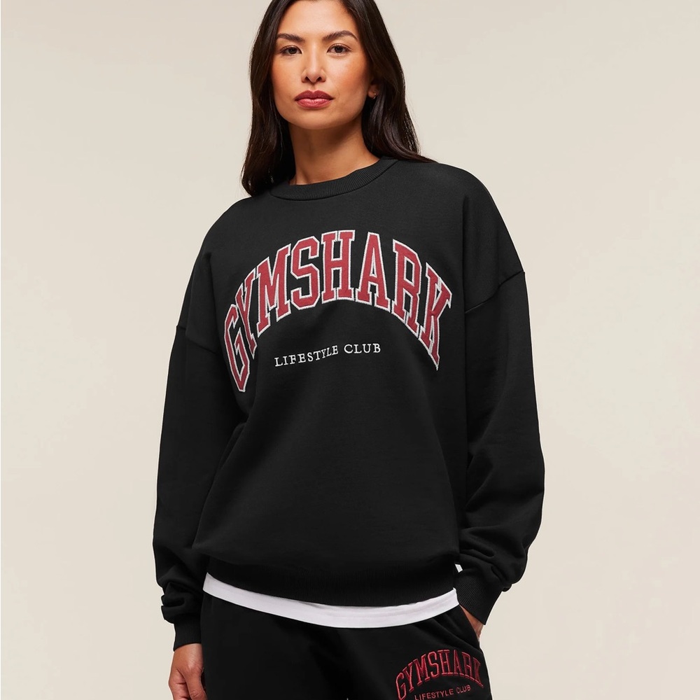 Gymshark Black Crewneck with Red Logo